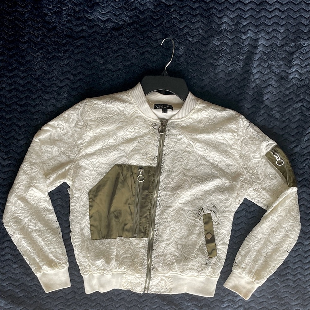 Lacey Olive green cropped zip-up